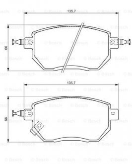 Гальмівні колодки, дискове гальмо (набір) BOSCH 0986494366