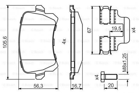 Тормозные колодки, дисковые. BOSCH 0986494731