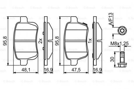 Гальмівні колодки дискові OPEL Adam/Corsa \'\'R BOSCH 0986494825