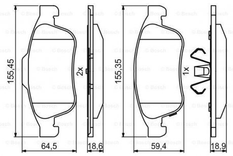 Тормозные колодки, дисковые. BOSCH 0 986 494 826 (фото 1)