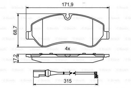 Гальмівні колодки, дискові BOSCH 0 986 494 844 (фото 1)