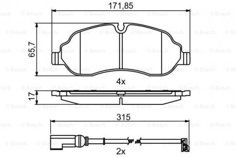 Гальмівні колодки, дискові BOSCH 0986494845 (фото 1)