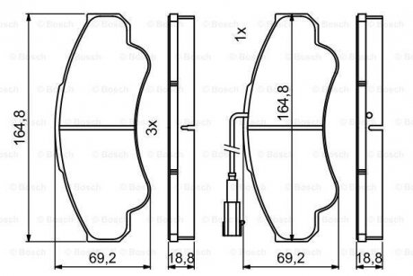 ГАЛЬМІВНІ КОЛОДКИ,ДИСКОВІ. BOSCH 0986494850 (фото 1)