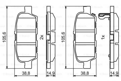 Гальмівні колодки, дискові BOSCH 0986494857 (фото 1)