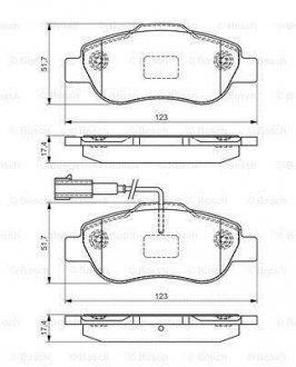 Тормозные колодки дисковые FIAT/CITROEN/PEUGEOT 500/Nemo/Bipper \'\'F "07>> PR2 BOSCH 0986495097 (фото 1)