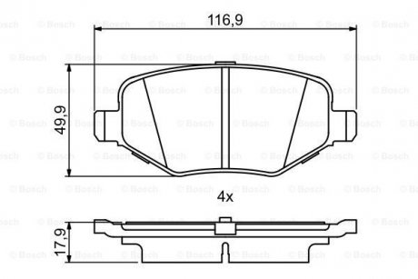 Комплект гальмівних колодок з 4 шт. дисків BOSCH 0986495395 (фото 1)