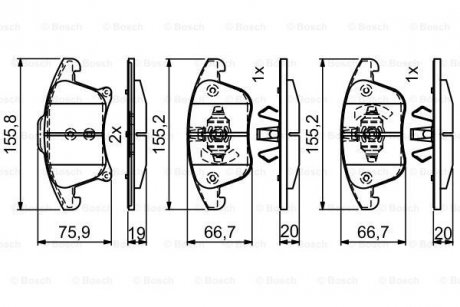 Колодки гальмівні (передні) Ford Galaxy III/S-Max/Mondeo V/Fusion 13-/Ford (США) Fusion 05- BOSCH 0986495407