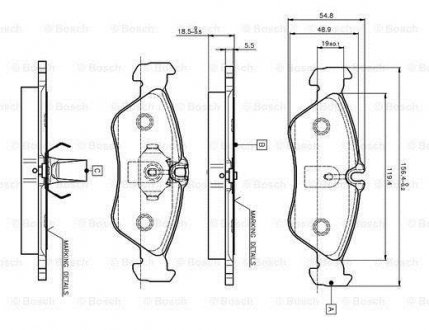 Комплект тормозных колодок, дисковый механизм BOSCH 0986TB2032