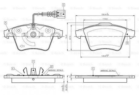 Гальмівні колодки, дискове гальмо (набір) BOSCH 0 986 TB2 864