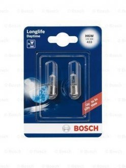 Лампа H6W 12V Longlife Daytime блистер 2 шт. - знято з вир-ва BOSCH 1987301061 (фото 1)