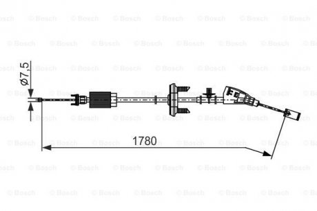 Трос ручного тормоза CITROEN DS3 1.6 RACING 11-15, DS4 2.0HDI 11-15 BOSCH 1987482796