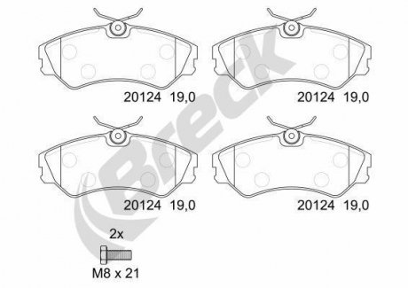 Тормозные колодки, дисковые. BRECK 201240070100