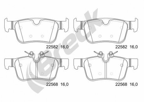 Гальмівні колодки, дискові BRECK 22568 00 554 00