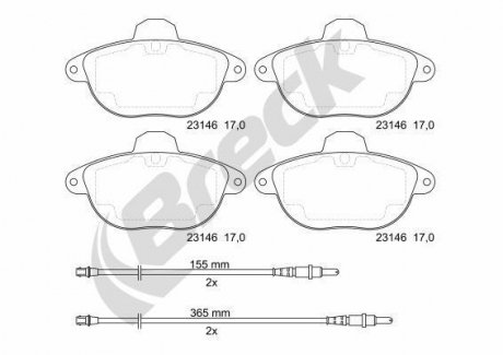 Гальмівні колодки, дискове гальмо (набір) BRECK 231460050110