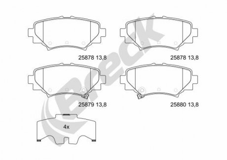 Гальмівні колодки, дискові BRECK 25878 00 704 00