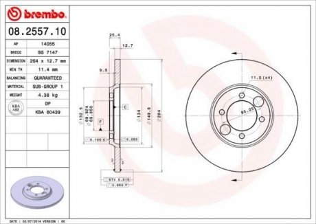 Тормозной диск BREMBO 08255710