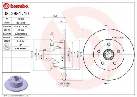 Гальмівний диск BREMBO 08298110 (фото 1)