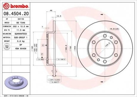 Тормозной диск BREMBO 08450420