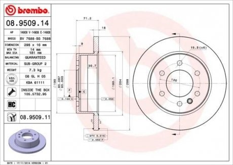 Тормозной диск BREMBO 08.9509.14