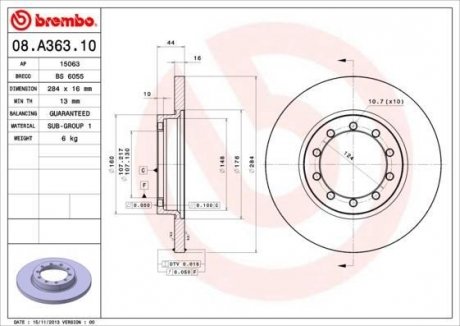 Диск гальмівний BREMBO 08A36310 (фото 1)