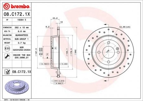 Диск гальмівний BREMBO 08C1721X