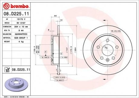 Гальмівний диск BREMBO 08.D225.11