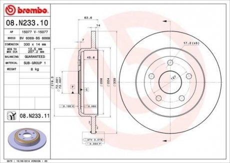 Диск тормозной BREMBO 08N23311