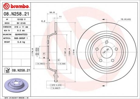 Диск гальмівний BREMBO 08N25821