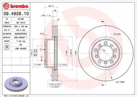 Тормозной диск BREMBO 09.4928.10