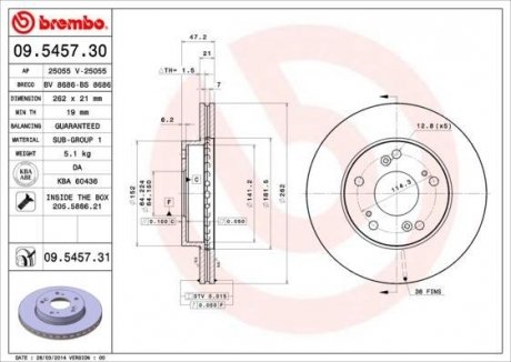 Тормозной диск BREMBO 09.5457.31