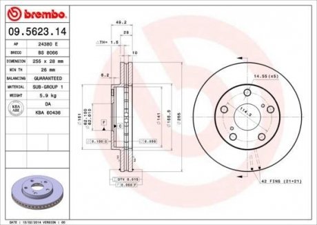 Гальмівний диск BREMBO 09562314