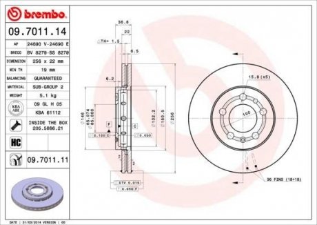 Диск тормозной BREMBO 09701114