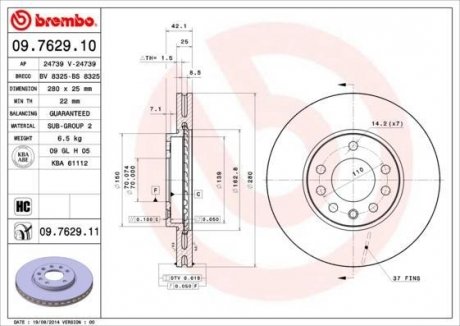 Гальмівний диск BREMBO 09762910