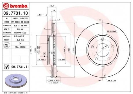 Тормозной диск BREMBO 09.7731.11