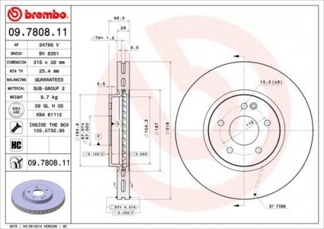 Тормозной диск BREMBO 09780811