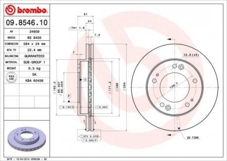 Тормозной диск BREMBO 09854610