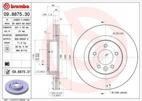 Тормозной диск BREMBO 09887531