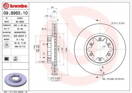 Тормозной диск BREMBO 09896510