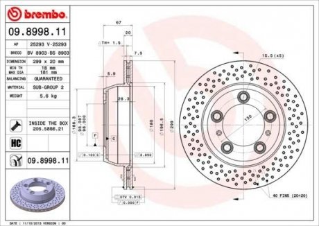 Тормозной диск BREMBO 09899811