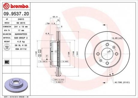 Гальмівний диск BREMBO 09953720