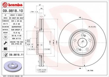 Диск гальмівний BREMBO 09981811