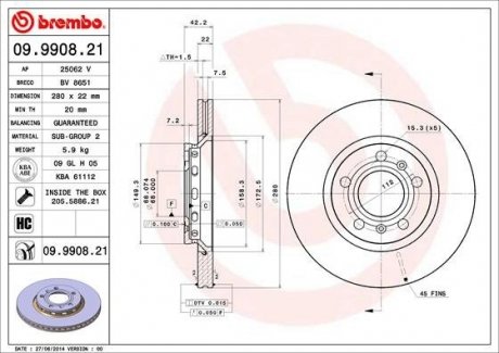 Диск тормозной BREMBO 09990821