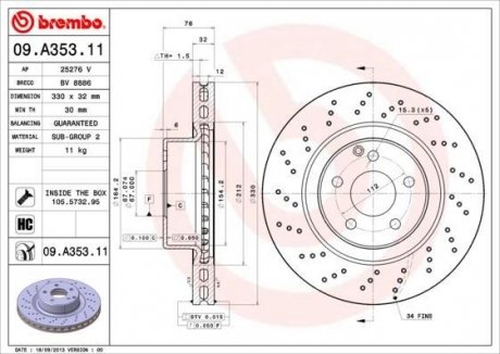 Тормозной диск BREMBO 09.A353.11