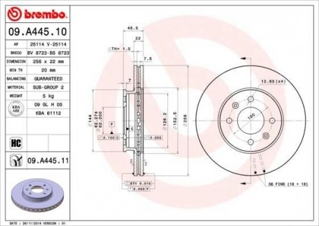 Тормозной диск BREMBO 09A44510