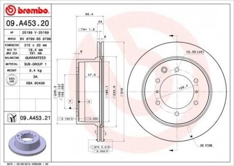 Диск гальмівний TERRACAN tyі BREMBO 09A45321 (фото 1)