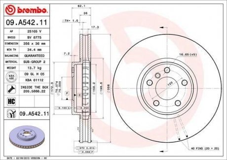 Тормозной диск BREMBO 09A54211