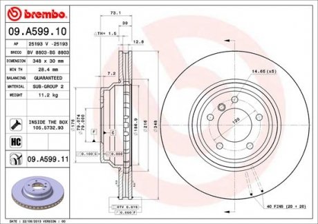 Гальмівний диск BREMBO 09A59911