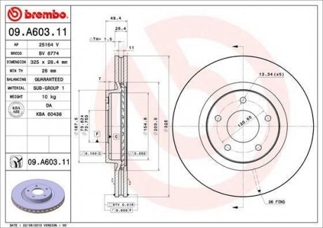 Тормозной диск BREMBO 09A60311 (фото 1)