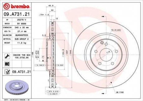 Диск тормозной MERCEDES C W203 BREMBO 09A73121