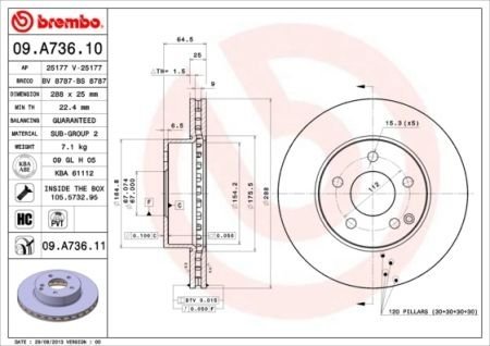 Тормозной диск BREMBO 09A73611